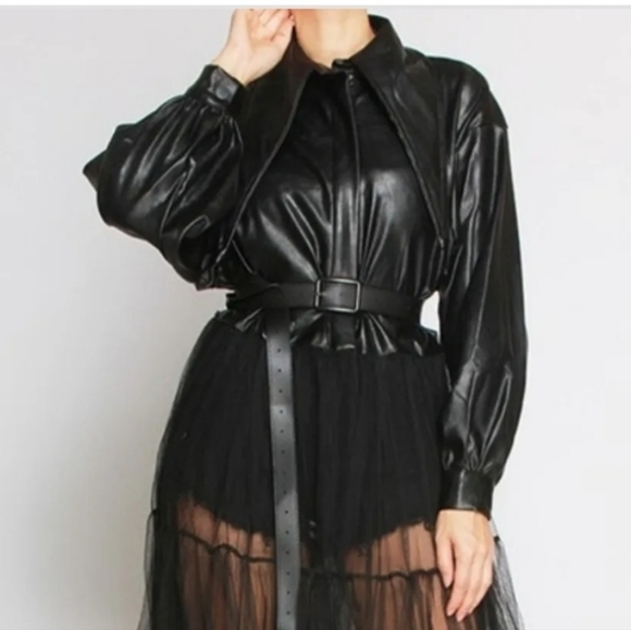 Leather Tulle Top - Picture 3 of 3